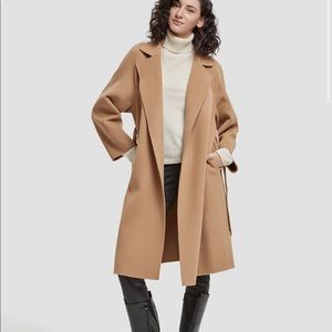 Tie-Waist Wool Wrap Coat - Light Camel, S